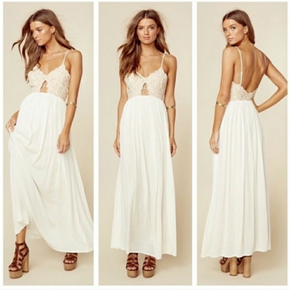 Tularosa Dresses & Skirts - Tularosa Bryce Sleeveless Floral Lace Cut Out A-Line Maxi Dress Size S